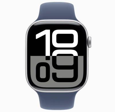 Apple Watch Series 10 GPS 46mm Silver Aluminum Case with Sport Band Denim (Спортивный ремешок синего цвета) (S/M, 140–190 mm) MWWL3
