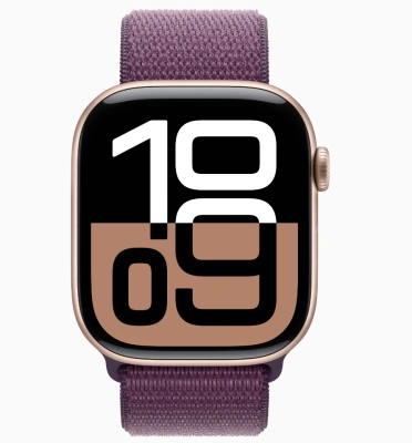 Apple Watch Series 10 GPS 46mm Rose Gold Aluminum Case with Sport Loop Plum MWWV3
